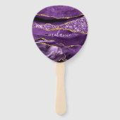 パープル金ゴールドグリッターハンドファン(名前をカスタムする付) ハンドファン (正面)