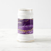 パープル金ゴールドグリッタービールスタイン名前をカスタムする ビールジョッキ (中央)