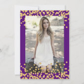 パープル金ゴールドグリッターフォトサプライズSweet 16 招待状 (裏面)