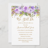 パープル金ゴールドグリッターフローラバラ誓の更新 招待状 (正面)