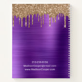 パープル金ゴールドグリッターヘアメイクアップアポイントメント ノートブック (裏面)