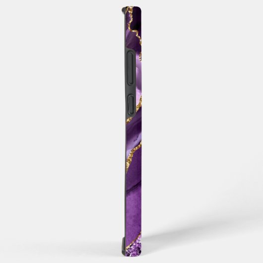 パープル金ゴールドグリッターマーブルギフト付き名前をカスタムする SAMSUNG GALAXYケース (右側面)