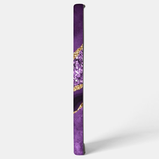 パープル金ゴールドグリッターマーブルギフト付き名前をカスタムする SAMSUNG GALAXYケース (左側面)