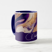 パープル金ゴールドグリッターマーブル名前をカスタムする マグカップ (正面左)