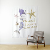 パープル金ゴールドグリッターマーメイドウィッシュヒトデキス タペストリー (インサイチュ)