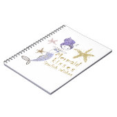 パープル金ゴールドグリッターマーメイドウィッシュヒトデキス ノートブック (左側)