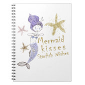 パープル金ゴールドグリッターマーメイドウィッシュヒトデキス ノートブック (正面)