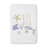 パープル金ゴールドグリッターマーメイドウィッシュヒトデキス バスマット (正面縦)