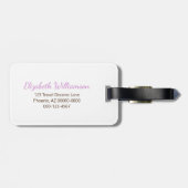 パープル金ゴールドグリッターモノグラムカスタムオーキッドフォト ラゲッジタグ (裏面横)