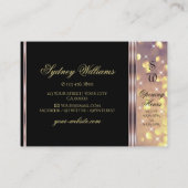 パープル金ゴールドグリッターモノグラムブラック薄紫 名刺 (裏面)