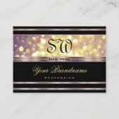 パープル金ゴールドグリッターモノグラムブラック薄紫 名刺 (正面)