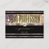 パープル金ゴールドグリッターラインストーンズブラック薄紫デコール 名刺 (正面)