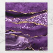 パープル金ゴールドグリッターワインボトルラベル名前をカスタムする ワインラベル (シングルラベル)