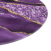 パープル金ゴールドグリッター切削ボード付名前をカスタムする カッティングボード (角)