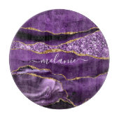 パープル金ゴールドグリッター切削ボード付名前をカスタムする カッティングボード (正面)