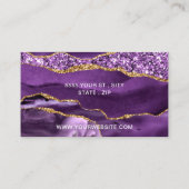 パープル金ゴールドグリッター名刺（QRコード付） 名刺 (裏面)