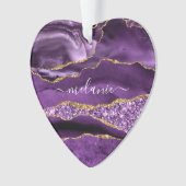 パープル金ゴールドグリッター名前をカスタムするクリスマスオーナメント オーナメント (正面)