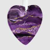 パープル金ゴールドグリッター名前をカスタムするクリスマスオーナメント オーナメント (正面)