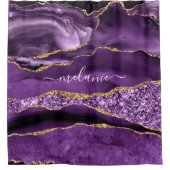 パープル金ゴールドグリッター名前をカスタムするシャワーカーテン シャワーカーテン (正面)