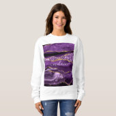 パープル金ゴールドグリッター名前をカスタムするスウェットシャツ スウェットシャツ (正面フル)