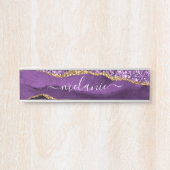 パープル金ゴールドグリッター名前をカスタムするドアサイン サインプレート (正面)
