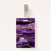 パープル金ゴールドグリッター名前をカスタムするバッジ バッジ (正面クリップ)