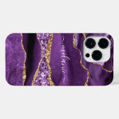 パープル金ゴールドグリッター大理石あなたの名前iPhoneケース iPhoneケース (裏面横)