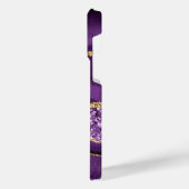 パープル金ゴールドグリッター大理石あなたの名前iPhoneケース iPhoneケース (左側面)