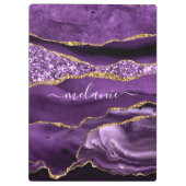 パープル金ゴールドグリッター大理石クリップボード名前をカスタムする クリップボード (裏面)