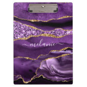 パープル金ゴールドグリッター大理石クリップボード名前をカスタムする クリップボード (正面)