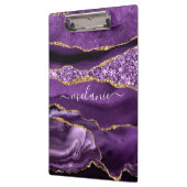 パープル金ゴールドグリッター大理石名前をカスタムするクリップボード クリップボード (左)