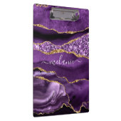 パープル金ゴールドグリッター大理石名前をカスタムするクリップボード クリップボード (右)