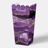 パープル金ゴールドグリッター大理石名前をカスタムするポップコーンボックス フェイバーボックス (裏面)
