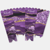 パープル金ゴールドグリッター大理石名前をカスタムするポップコーンボックス フェイバーボックス (見開き)