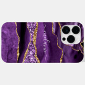 パープル金ゴールドグリッター大理石名前をカスタムするiPhoneケース Case-Mate iPhoneケース (裏面 (横))