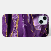 パープル金ゴールドグリッター大理石名前をカスタムするiPhoneケース Case-Mate iPhoneケース (裏面 (横))