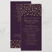 パープル金ゴールドグリッター紙吹雪エレガントな結婚式 プログラム (正面/裏面)