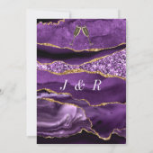 パープル金ゴールドグリッター結婚式招待状テンプレート (裏面)