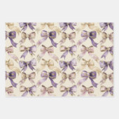 パープル金ゴールドグリッター蝶の蝶の弓誕生日 ラッピングペーパーシート (正面3)