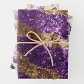 パープル金ゴールドグリッター蝶の蝶の弓誕生日 ラッピングペーパーシート (インサイチュ)