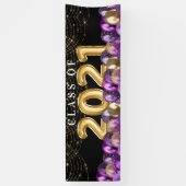 パープル金ゴールドグリッター2021年卒業 横断幕 (縦)