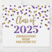 パープル金ゴールドグリッター2025年卒業 スパークリングワインラベル (シングルラベル)