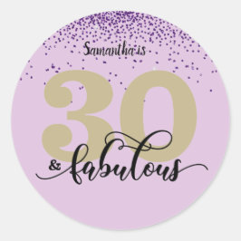 パープル金ゴールドグリッター30と素晴らしい誕生日 ラウンドシール