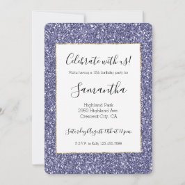 パープル金ゴールドグリッター 招待状