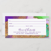 パープル金ゴールドグリーンアクアウォーターカラーギフト証明書 (裏面)