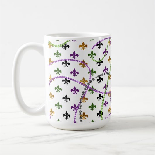 パープル金ゴールドグリーンマルディグラスマグ コーヒーマグカップ (左)