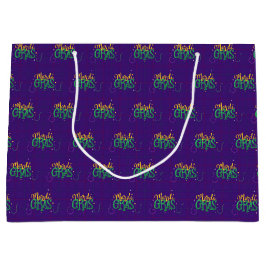 パープル金ゴールドグリーンマルディグラ ラージペーパーバッグ