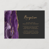 パープル金ゴールドゲート石板スクリプトウェディングレセプション エンクロージャーカード (正面)