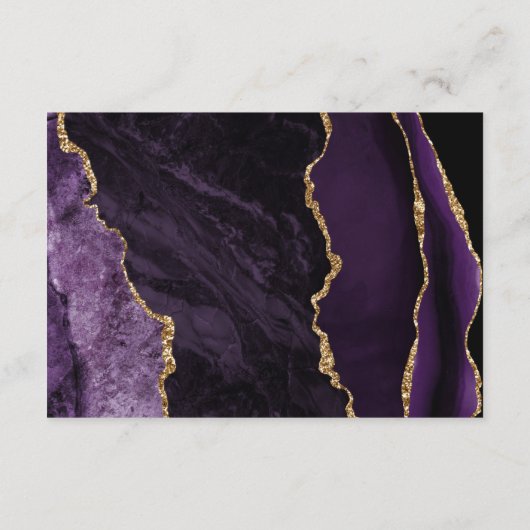 パープル金ゴールドゲート石板スクリプトウェディングレセプション エンクロージャーカード (裏面)