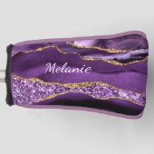 パープル金ゴールドゴルフヘッドカバー付名前をカスタムする ゴルフヘッドカバー (正面)